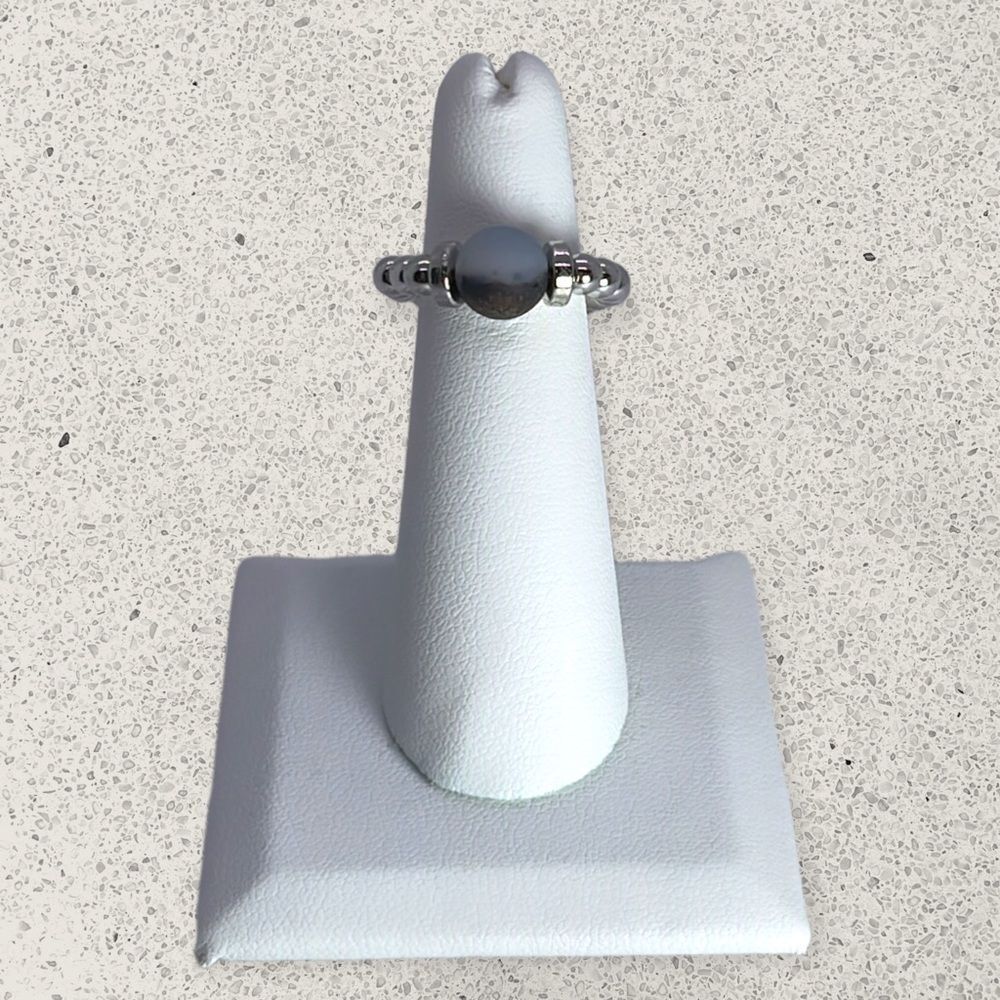 NWT Wool + Pepper Co. Frosted Moss Agate & Stainless Steel Ring